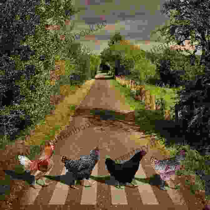 A Black And White Photo Of A Chicken Crossing A Road In The Countryside Chicken Crossing: A Short Story