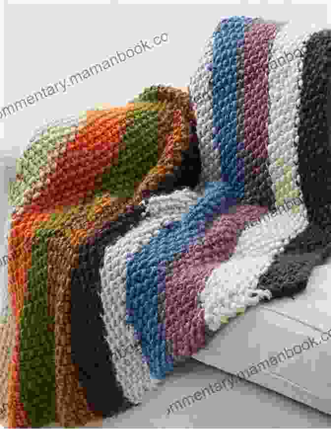 A Close Up Of A Knitted Stripe Afghan In A Variety Of Colors. Knitted Stripe Afghan Knit A Stripe Afghan Pattern To Download On EPattern For Knitting An Afghan