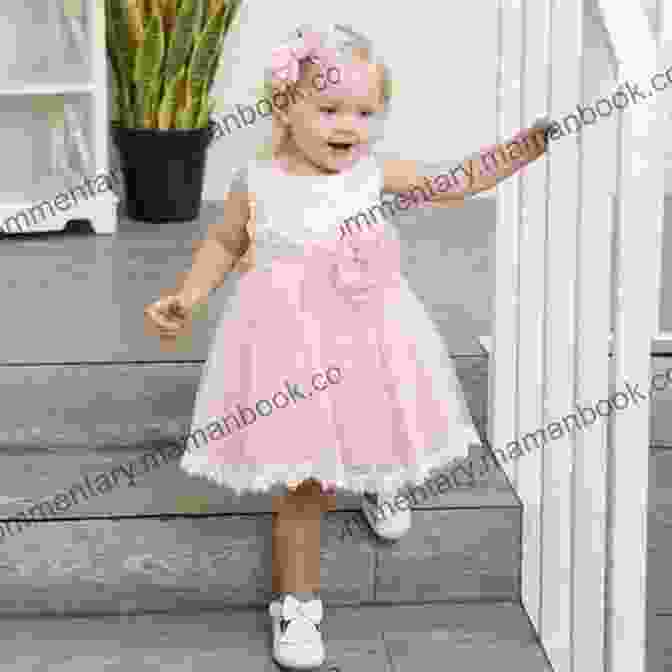 A Knitted Baby Toddler Dress In A Soft Pink Color With Lace Trim And Button Closure. Baby/Toddler Dress Knitting Pattern