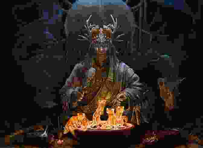 An Illustration Depicting Wu Xian Performing A Shamanistic Ritual From The Trojan Trilogy: Three Lyric Plays Written In Chu Ci Style (Chinese) With Translation In English